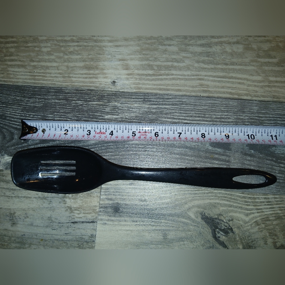 Vintage Ensar Black Slotted Serving Spoon Nylon 11" Made In USA